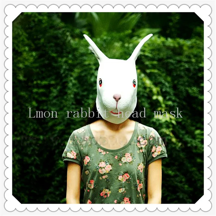 

Halloween Lovely Creepy Cute latex Rabbit Mask Costume cosplay Masquerade Party Animal rabbit Face Head Mask