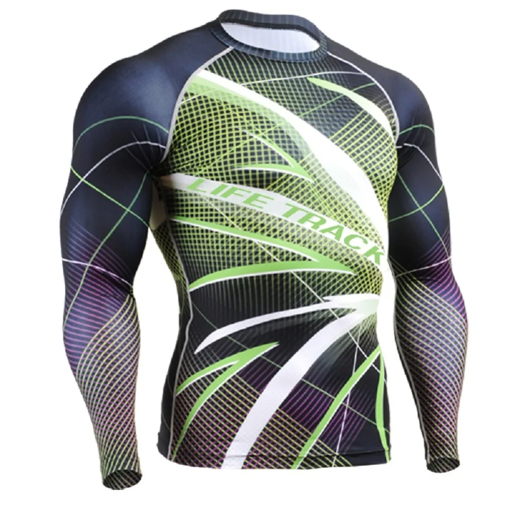 Men`s Long Sleeve Second Skin Rash Guards Compression Tights Multi-use Quick Dry Fitness Bodybuilding Running Yoga Shirt S-4XL