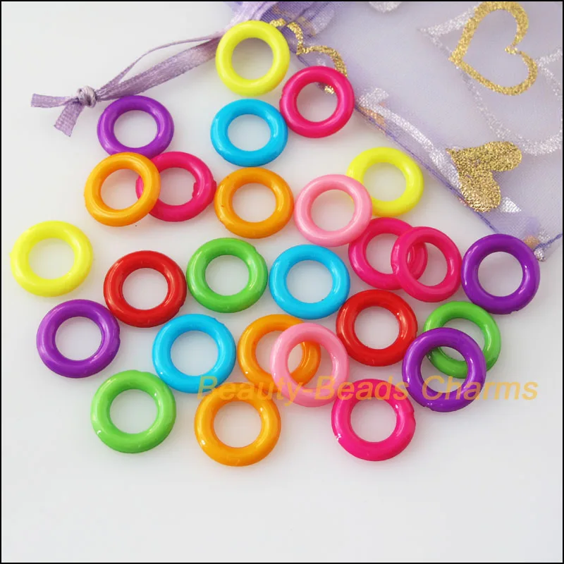 150Pcs Mixed Plastic Acrylic Round Circle Spacer Beads Charms 14mm