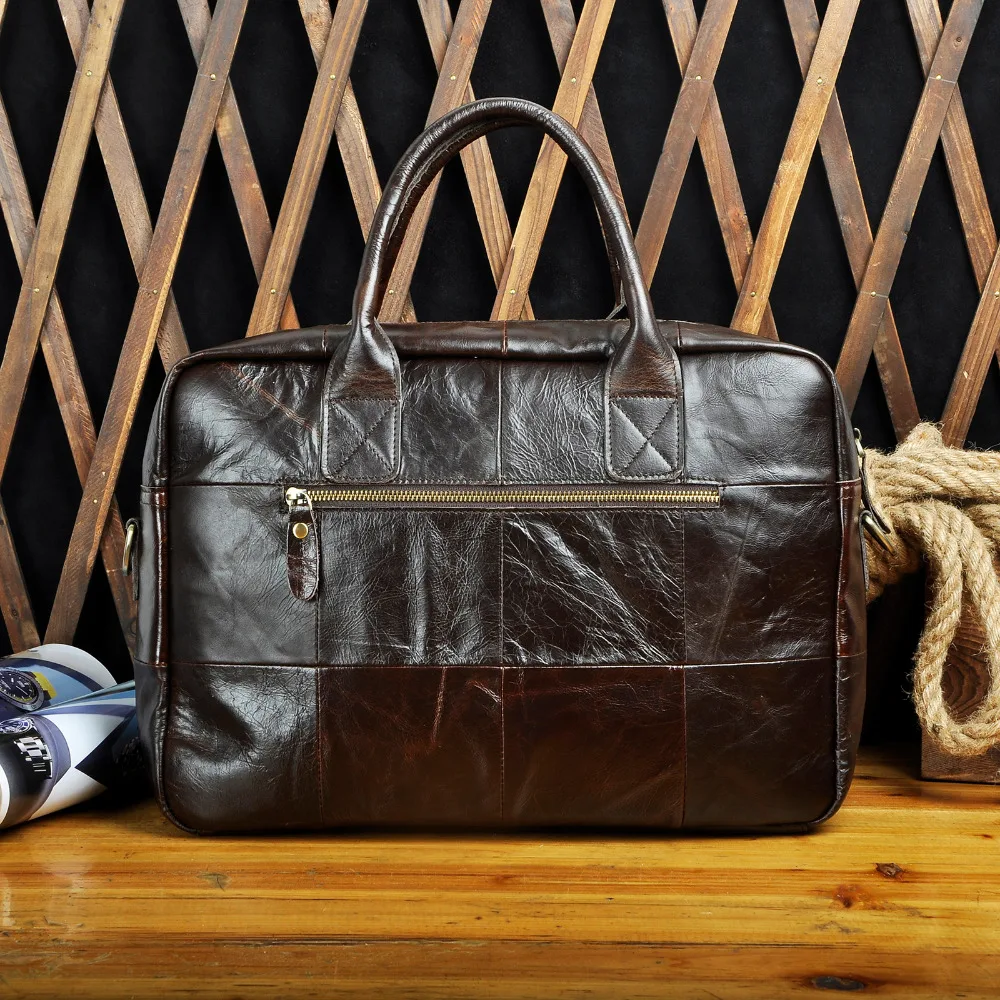 Men Genuine Leather Travel Business Briefcase 16\