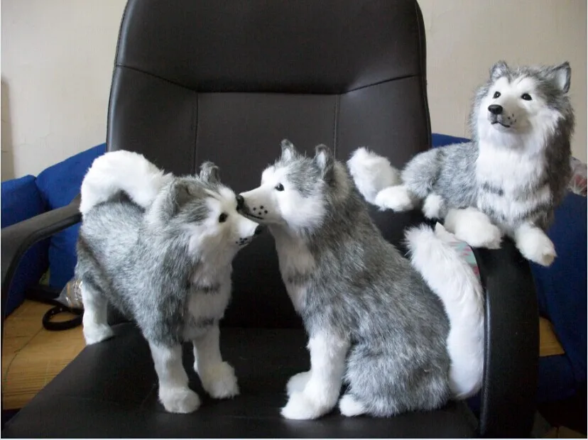 emulation husky toys polyethylene & furs handicraft decoration one lot / 3 pieces simulation husky toys Christmas gift y86