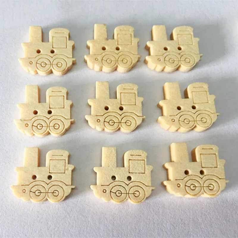 50pcs 17*15mm Train decorative wooden buttons sewing seam scrapbooking accessories wood button for clothing Crafts