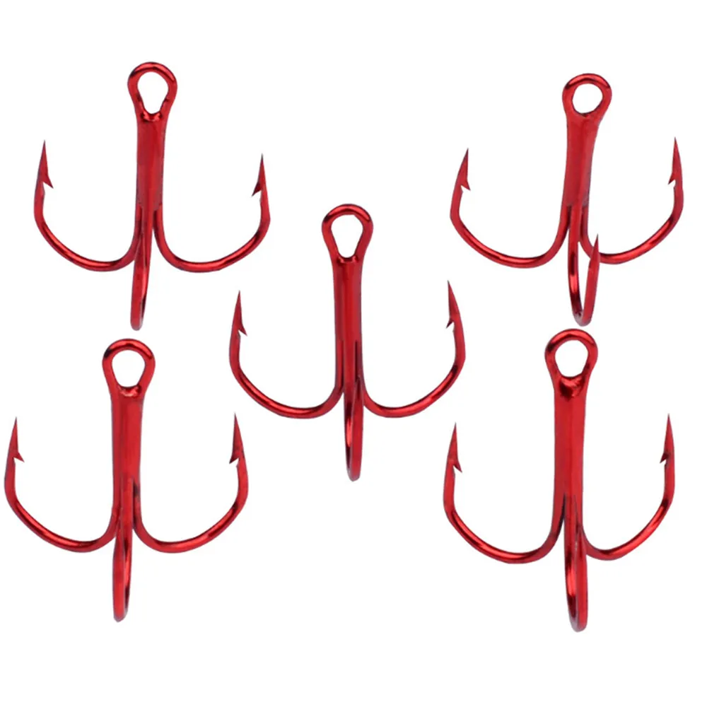 20PCS/Lot Red Anchor Hook High Carbon Steel Barbed Treble Hook Fishing Tackle Tool Accessories Sea Fishing Wild Fishing