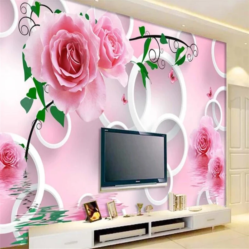 

Rose reflection circle 3D stereoscopic background wall