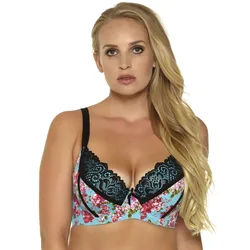 Reggiseno Sexy per le donne moda stampa reggiseno Push Up reggiseno 3/4 coppa ferretto pizzo Intimates signore Plus Size 36-46 C-D-DD-DDD-E-F-G