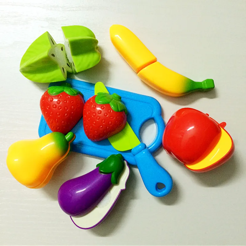 

8 pcs/Set Plastic Kitchen Food Fruit Vegetable Cutting Kids Pretend Play Educational Toy Cook Safety Hot Sale Free shipping