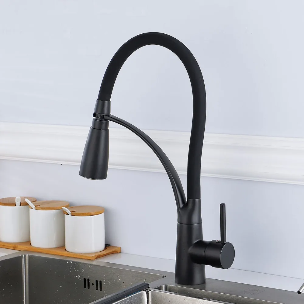 Black LED Kitchen Faucets 360 Degree Rotation Water Filter Tap Water Faucets Solid Brass Sink Tap Water Mixer Led Faucet