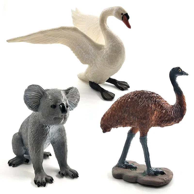 White Crocodile Panda Chimpanzee wildebeest Koala Deer Swan animal model figurine home decor fairy garden decoration accessories