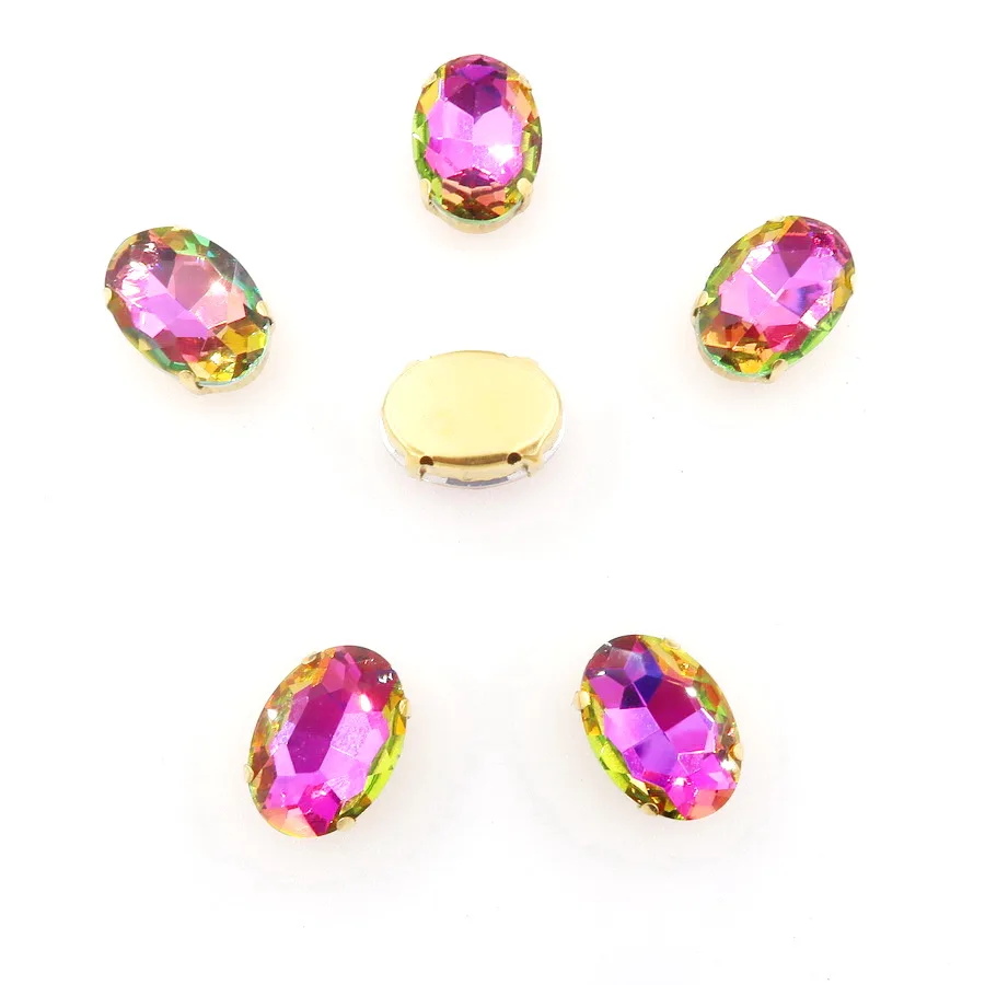 Ovale Gold-Krallenfassungen 10*14mm 13*18mm 20 Stück/Packung Regenbogen- & Jelly-AB-Farben Glaskristall zum Aufnähen Strass-Applikation DIY – Detail 6