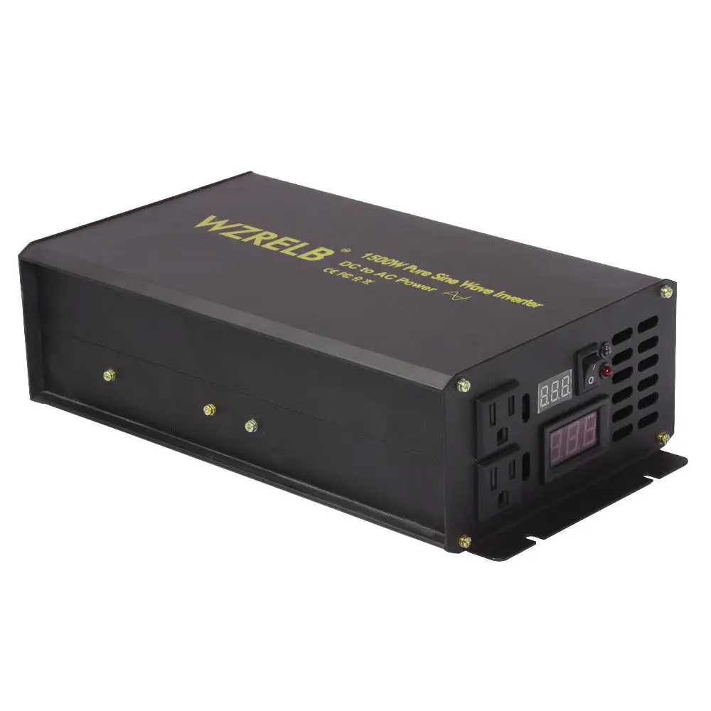 1500W Pure Sine Wave Power Inverter 24V 220V Solar Inverter Power Bank Converter 12V/36V/48V/96V/110V DC to 120V/230V/240V AC