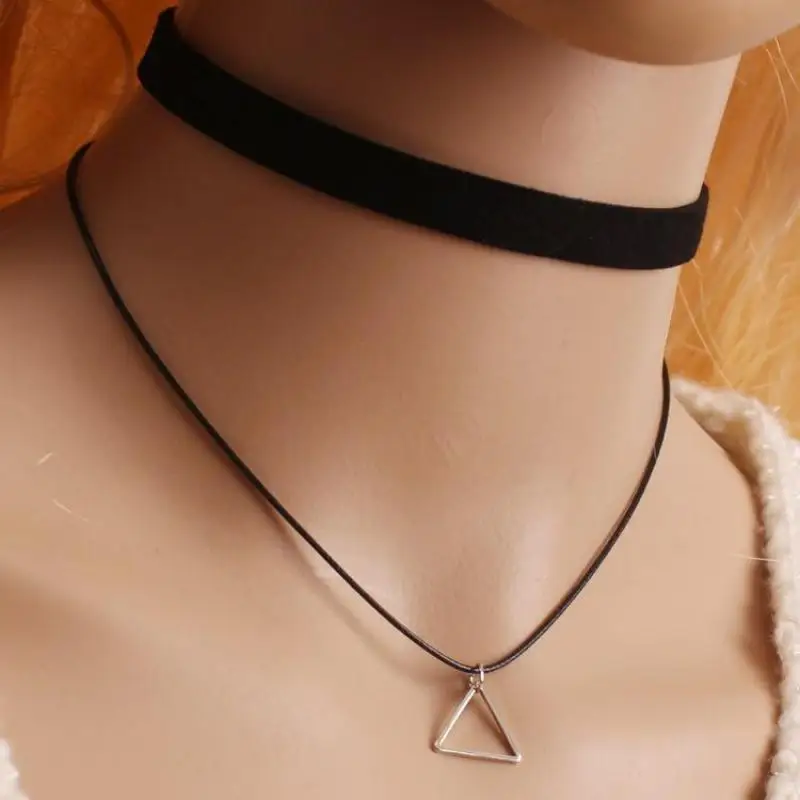 2016 European Fashion Retro Geometric Triangle Necklace Pendant Necklace Personality Double Single En Gros Necklace Women Gothic