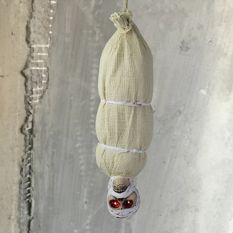 Animated Hanging Mummy with Red Eyes Scary Sound and Moving for Halloween Decorations