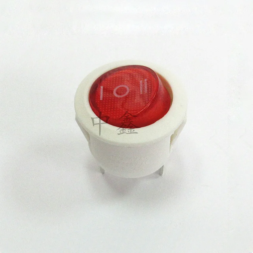 2Pc 20mm Diameter Small Round Boat Rocker Switches Mini Round white Red 3 Pin ON-OFF Rocker Switch