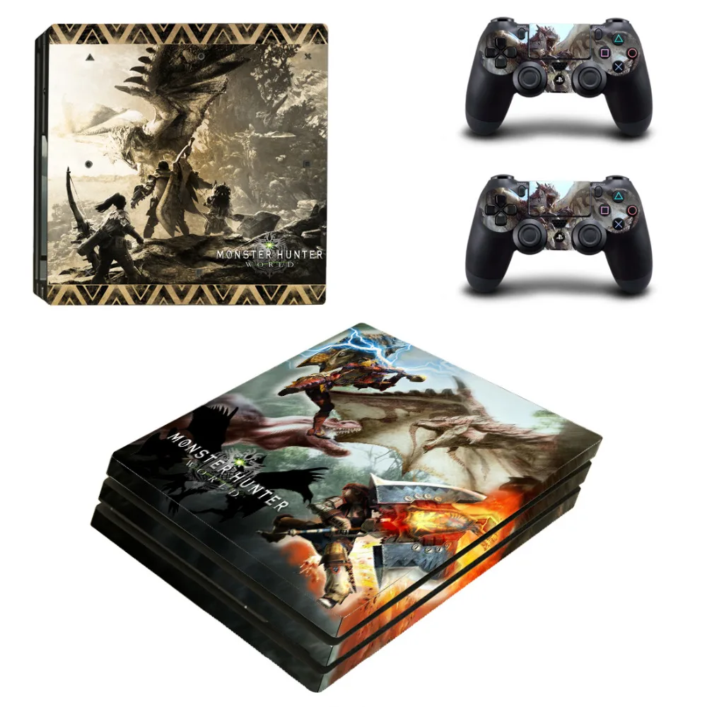 

For Monster Hunter World PS4 Pro Skin Sticker For Sony PlayStation 4 Console and 2 Controllers PS4 Pro Stickers Decal Vinyl