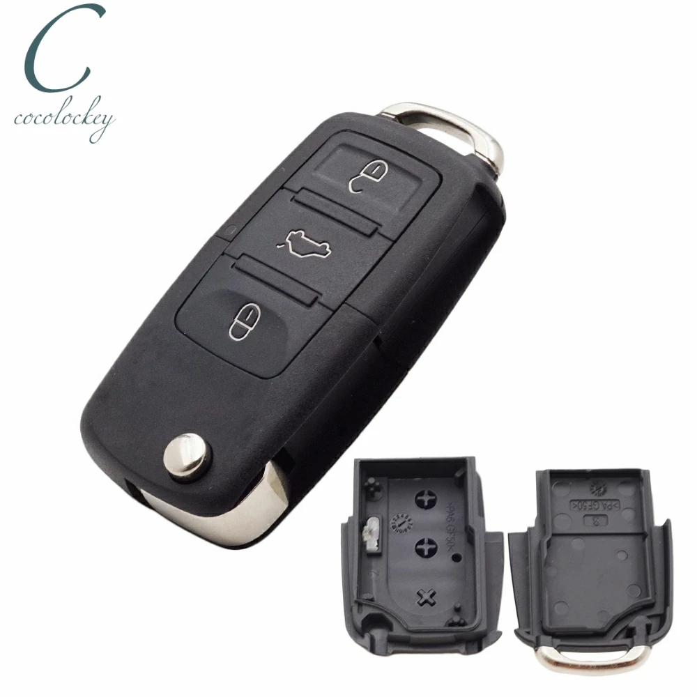 Cocolockey Folding Flip Key Shell Replacement For vw golf 4 5 passat b5 b6 polo touran For seat for skoda Car Key 2/3 buttons