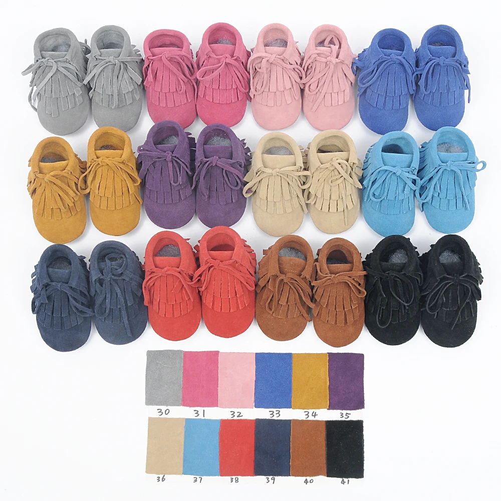 New Baby Shoes Genuine Leather Girls Shoes for Girls Baby Booties Baby Moccasins Fashion Fringe First Walks 0-18M 16 Col