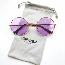 LeonLion 2023 Candy Color Round Sunglasses Women Fashion Sun Glasses Women Mirror Classic Vintage UV400 Oculos De Sol Gafas