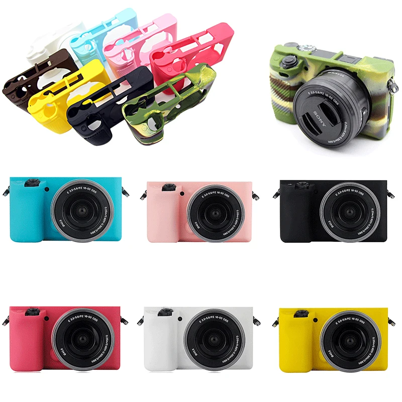 Funda protectora de silicona de goma para Sony Alpha A6400 A6300, funda de piel con marco Protector