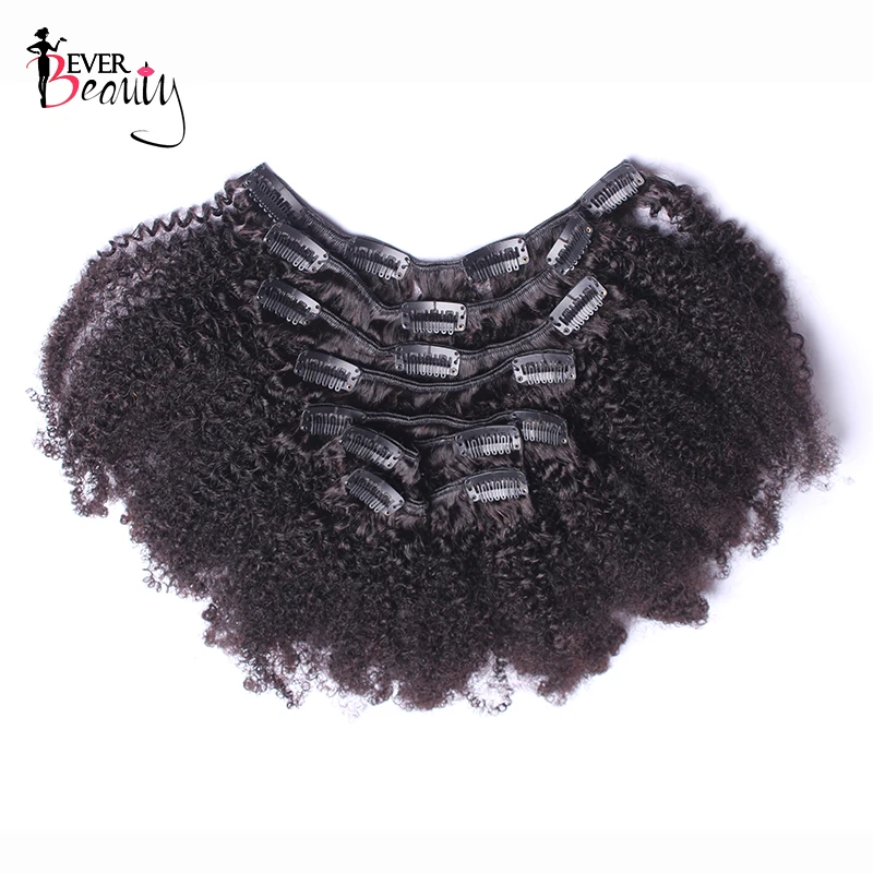 4B 4C Afro Kinky Curly Hair Clip Ins Hair Extensions Human Hair Clip Ins For Black Women Coily Hair Bundle Ever Beauty Remy