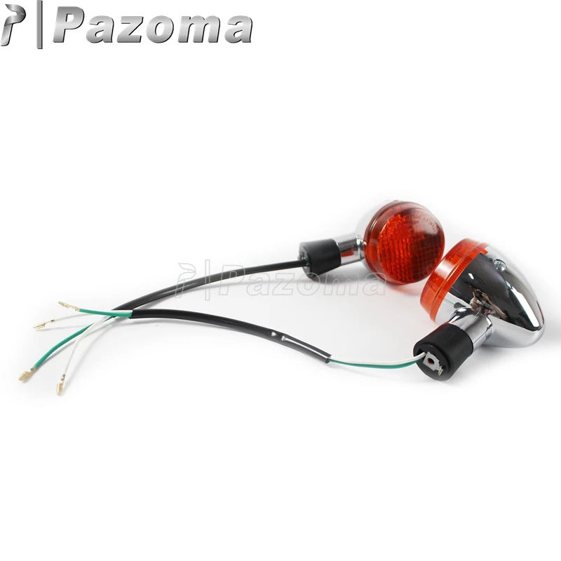 Pazoma Rear Turn Signal Light Indicator Motorbike Chrome Amber Turn Signals Lamp Blinker For Honda Shadow 400 750 VT750 2004-07