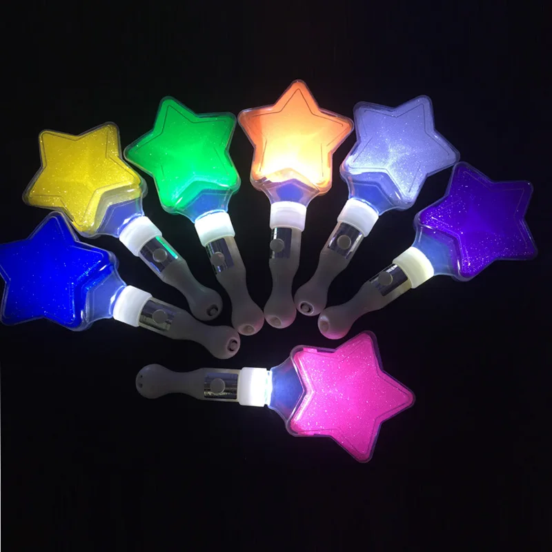 

6pcs/lot Creative Flashing Stick Pentagram Glowing Sticks LED Lighting Kids Toys Birthday Concert club Glow Party Supplies