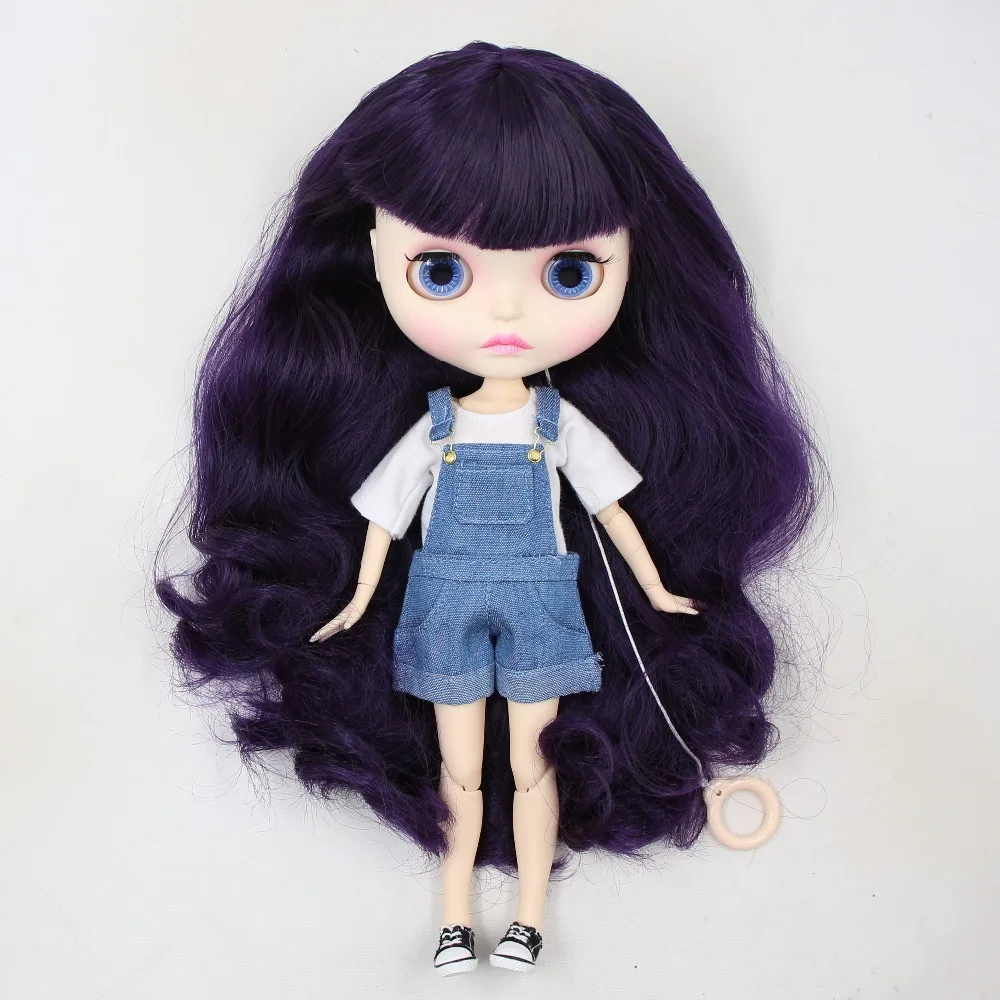 ICY DBS Blyth Puppe bjd joint körper weiße haut neue frontplatte matte gesicht BL169 lila haar 30cm