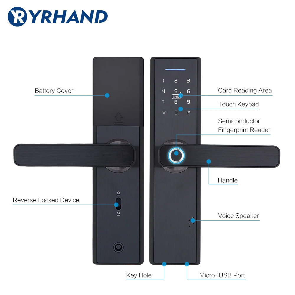 TT lock app WiFi Smart Fingerprint Door Lock, Electronic Door Lock,Smart Bluetooth Digital APP Keypad Code Keyless Door Lock