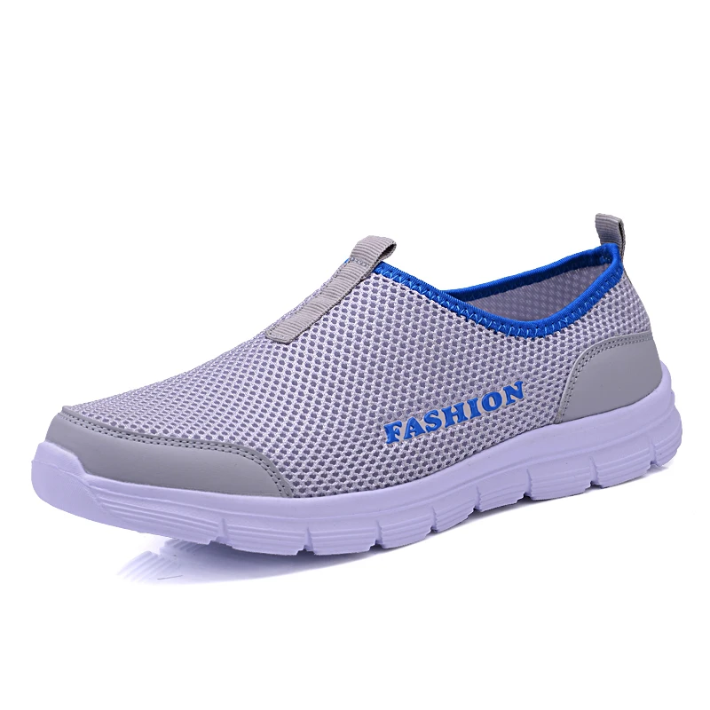 Summer Men Casual Shoes 2019 New Men Flat Sneakers Plus Size 36-46 Mesh Lightweight Breathable Water Slip-on Shoes Mens Loafers