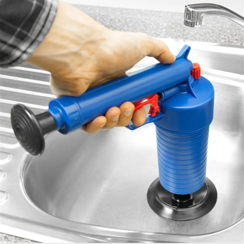 

ABS Plastic Toilet Cleaner Tool, High Pressure Air Drain Blaster, Clogged Pipes and Drains, 4 Size Adaptor, WC Clean