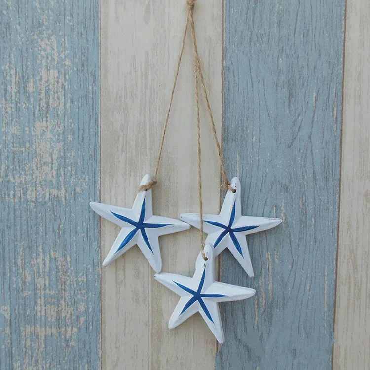 3pcs/lot Mediterranean Starfish Fish Nautical Decor Hang Adorn Crafts Wood Fish/decorated marine pendant Home Decoration MP 013