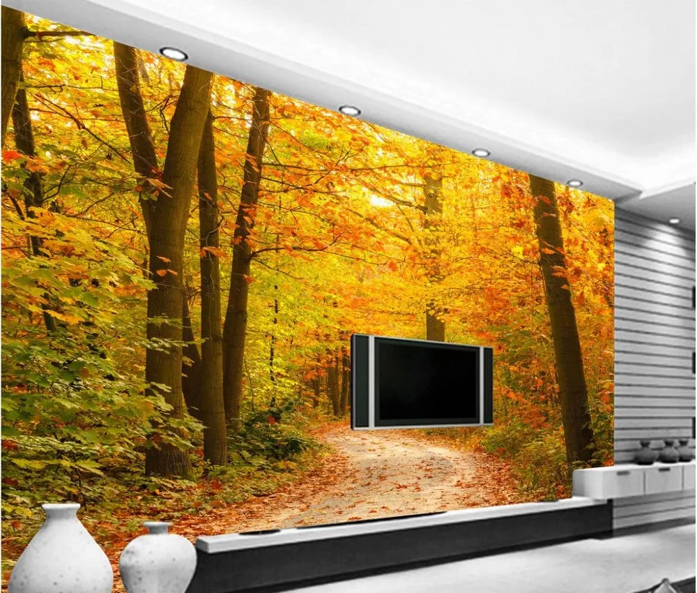 Home Decoration 3d customized wallpaper Maple Tree path custom 3d photo wallpaper photo wallpaper