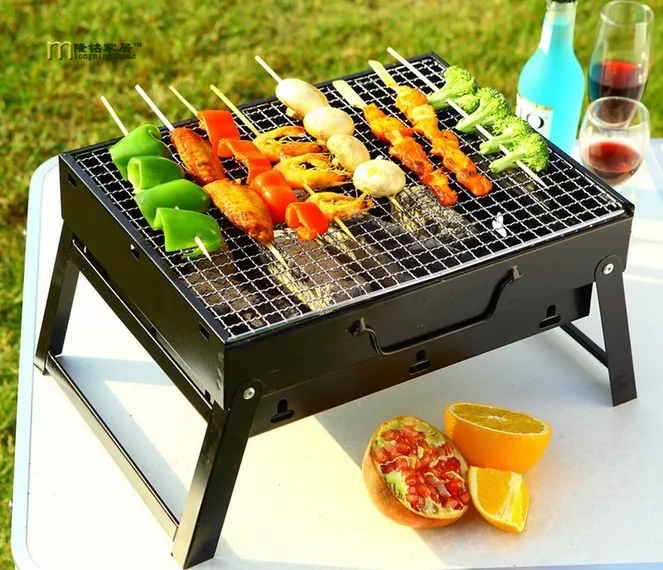 1PC Barbecue grill fit for charcoal barbecue rack outdoor full set portable thickening folding barbecue rack tools OK 0396