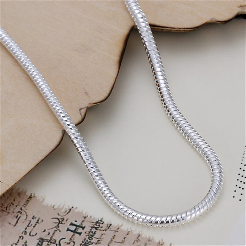 DOTEFFIL 925 Sterling Silver 8 Inch 3mm Snake Chain Basis Bracelet For Woman Charm Wedding Engagement Fashion Party Jewelry