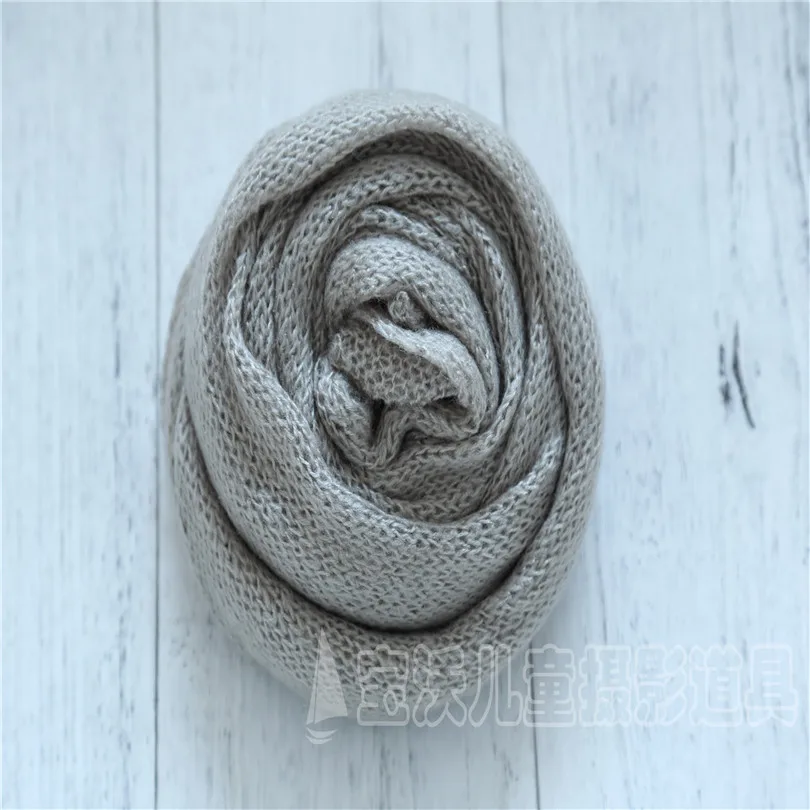 Gray 5 Pieces Sweater Knit Wrap Photography Newborn Wraps Posing Layer Fabric Knit Swaddle Blanket Baby Photo Backdrop Stuffer