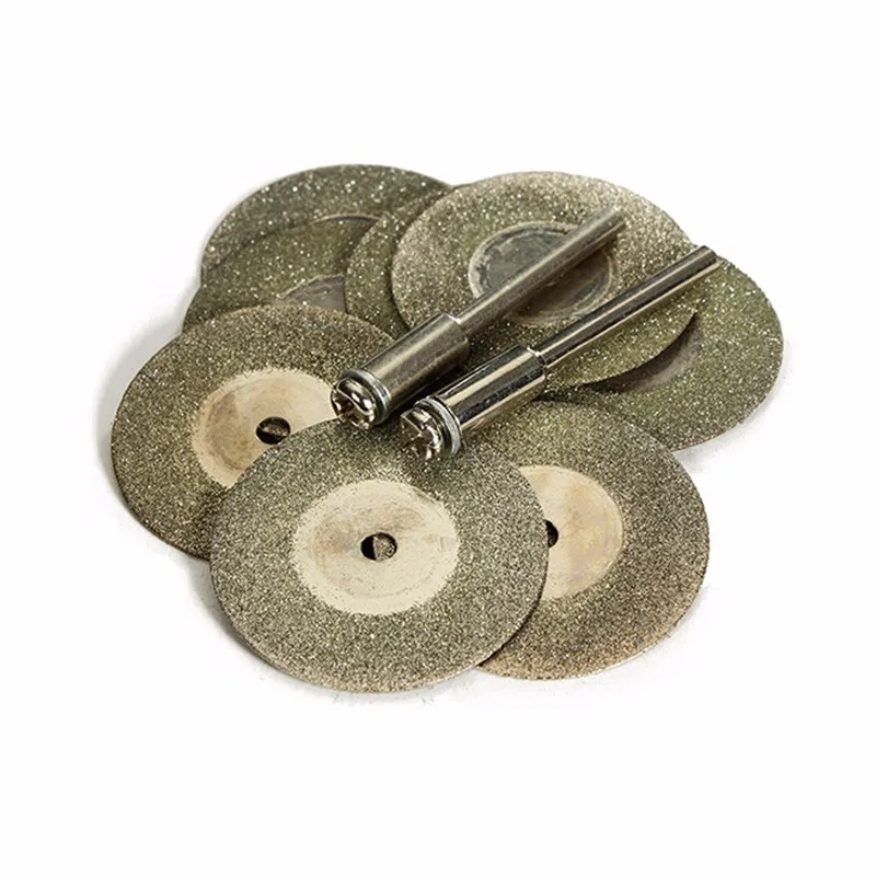10Pcs/set Diamond Cutting Discs Mini Grinding Wheel Saw Blade For Rotary Tools Dremel Stone Blade+2pcs Mandrels Drill Bits view 2