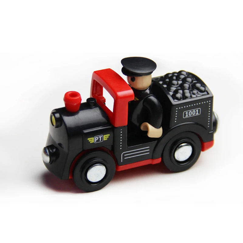 w125 Free Shipping Black Locomotive Wooden Rail Car Child Transport Toy Compatible with  Wooden Track