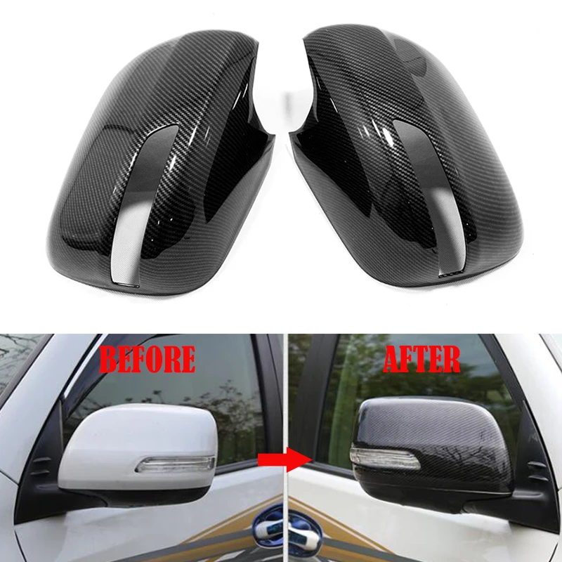 ABS Carbon fibre For Toyota Prado FJ150 FJ 150 2010-2016 2017 Side Door Rearview Mirror sticker Cover trim car Accessories 2Pcs