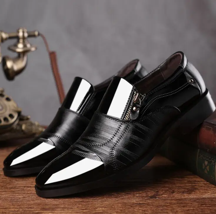 Leather Shoes Pointed Men Ballroom Dance Bureau Dress Shoes Man Baita Wedding Shoes Latin Prom Sports Dance Shoes Large Size