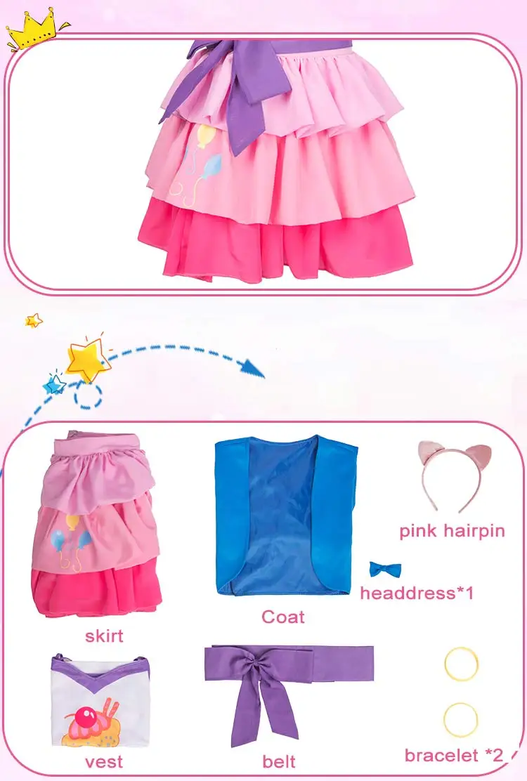 My Girls Women Little Pony Pinkie Pie Costume Cosplay umano femminile rosa Halloween costumi di carnevale su misura