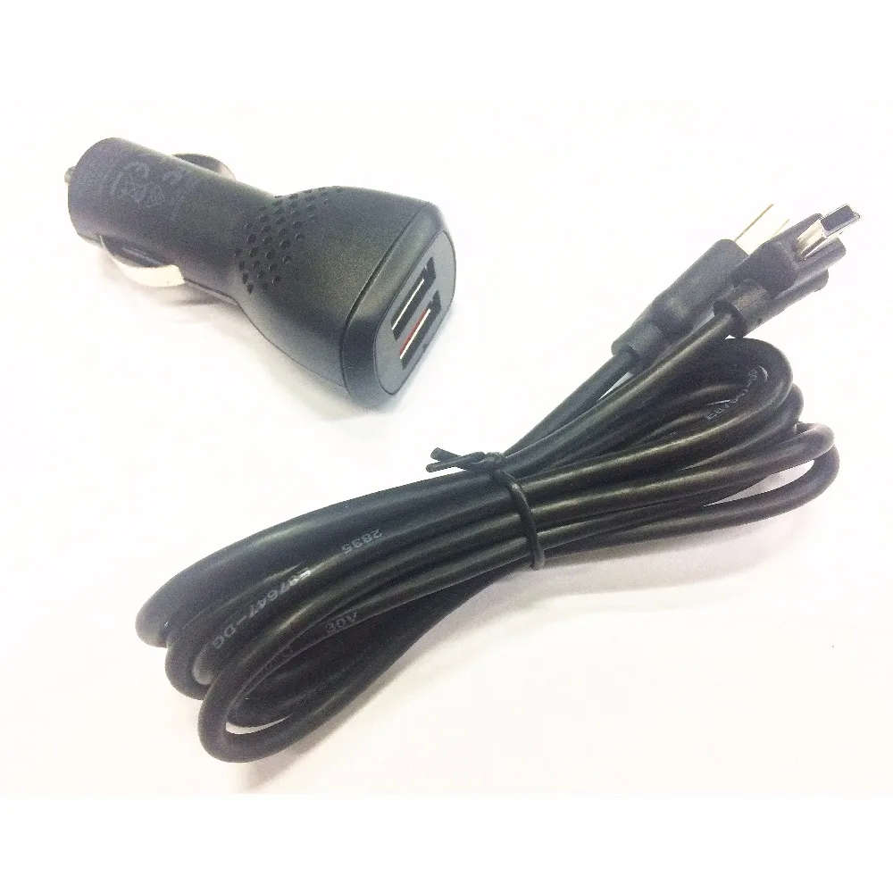 2.4a Double USB Car Charger & MINI USB Cable for Tomtom GO LIVE START RIDER XL XXL ONE SERIES