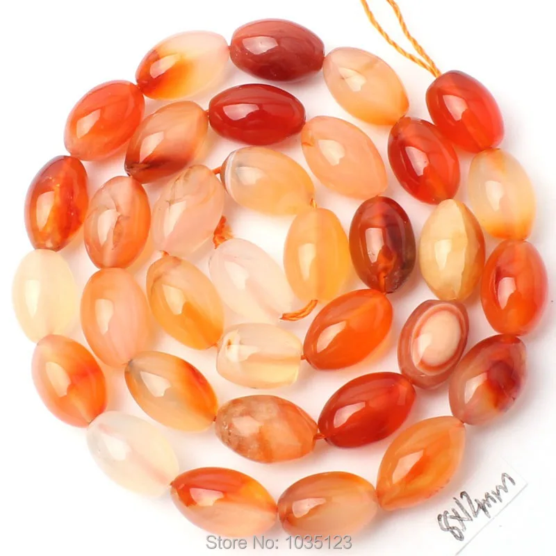 8x12mm Natural Color Red Agates Oval Shape Loose Beads Strand 15