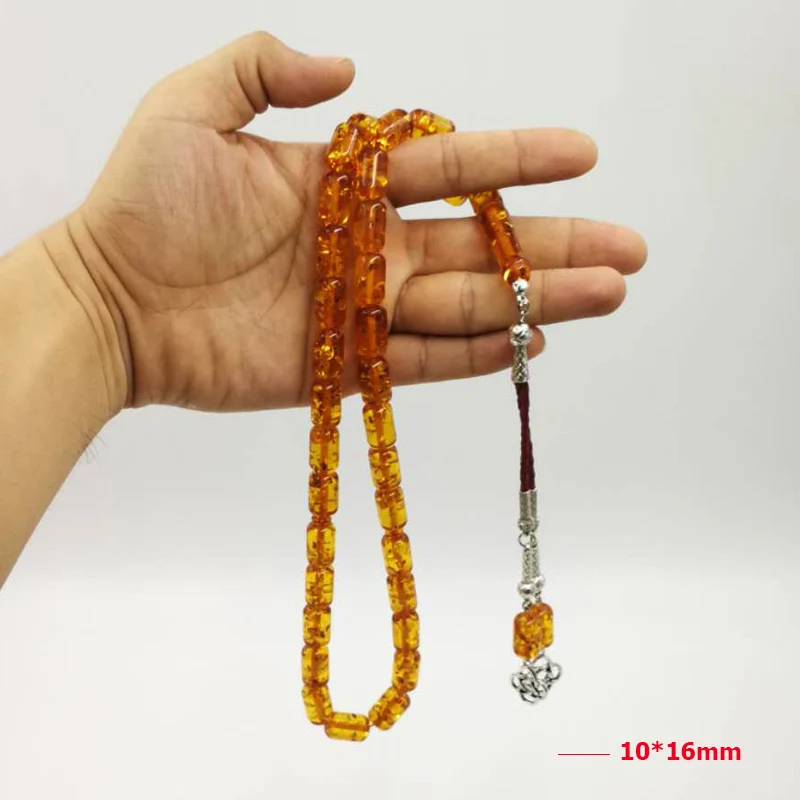 Resina Cor de âmbar tasbih rosário Muçulmano Popular Estilo borlas de metal de Luxo presente para Pai presente Eid Pulseiras dos homens