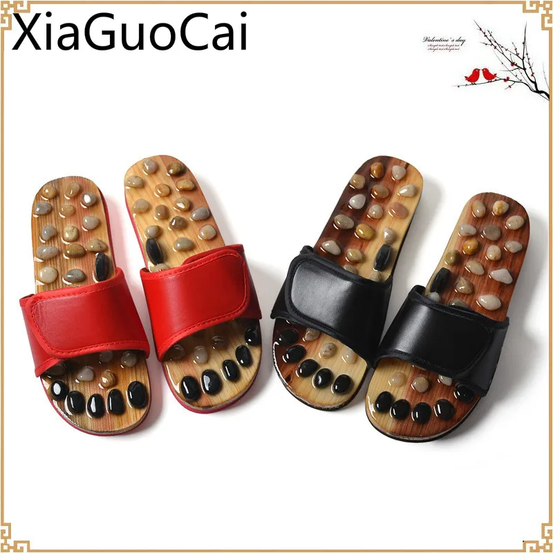 Summer New Unisex Slides Indoor Health Massage Women Slippers Cobblestone Agate Stone Jade Sole Acupuncture Unisex Slippers