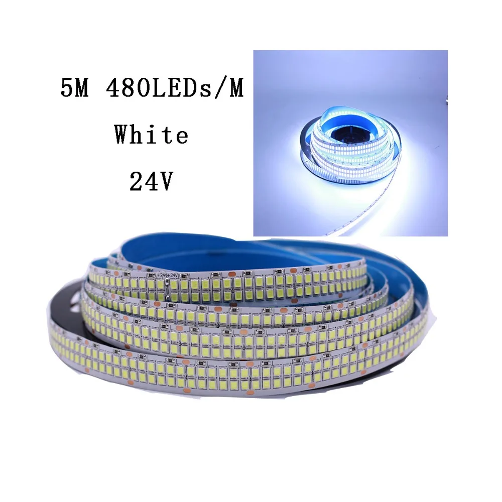 1/2/3/4/5M 240leds/m 480leds/M 12V 24V 2835 LED Strip tape light double row IP20  White/Warm White 1200led/5m 2400leds/5m