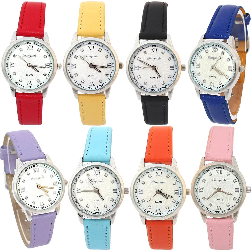 Kids First Watch Child Boy Girl kids Wristwatch Learn To Time Tutor Teacher Leather Student Quartz Rhinestore Watch U37