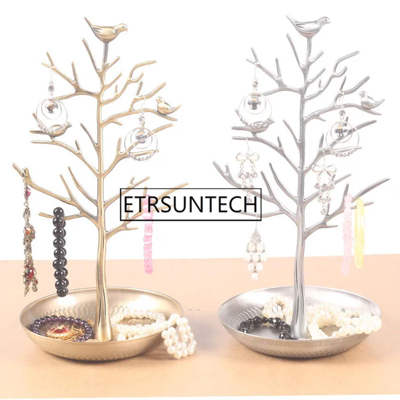 10pcs Jewelry Display Stand Rack Tree Bird Stand Iron Necklace Earring Holder Bracelet Fashion Organizer 4 Colors