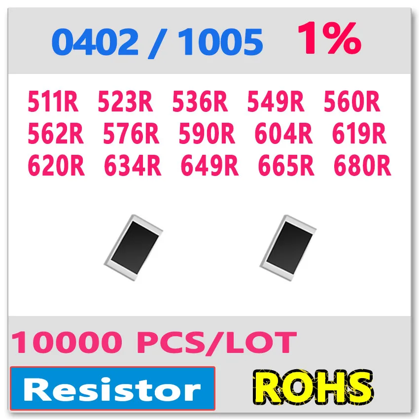 OHM 0402 F 1% 10000pcs 511R JASNPROSMA 523R 536R 549R 560R 562R 576R 590R 604R 619R 620R 634R 649R 665R 680R smd 1005 560ohm