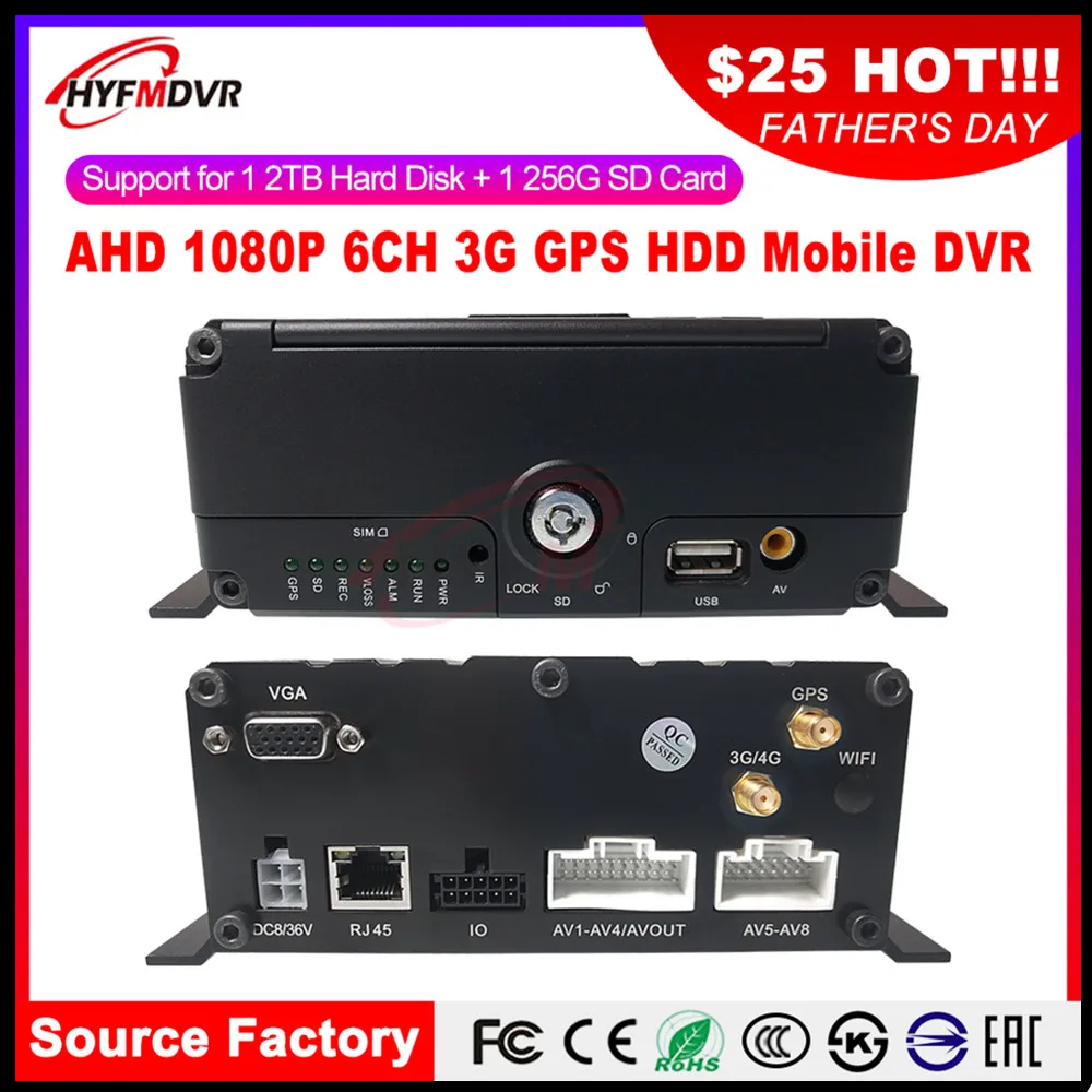 

Factory wholesale SD card + hard disk loop recording Remote monitoring host 3G GPS Mobile DVR trailer / big ship / freight car