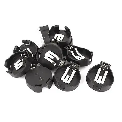 CR2450-1 2 Terminals Cell Button Battery Socket Holder Case Black 10pcs