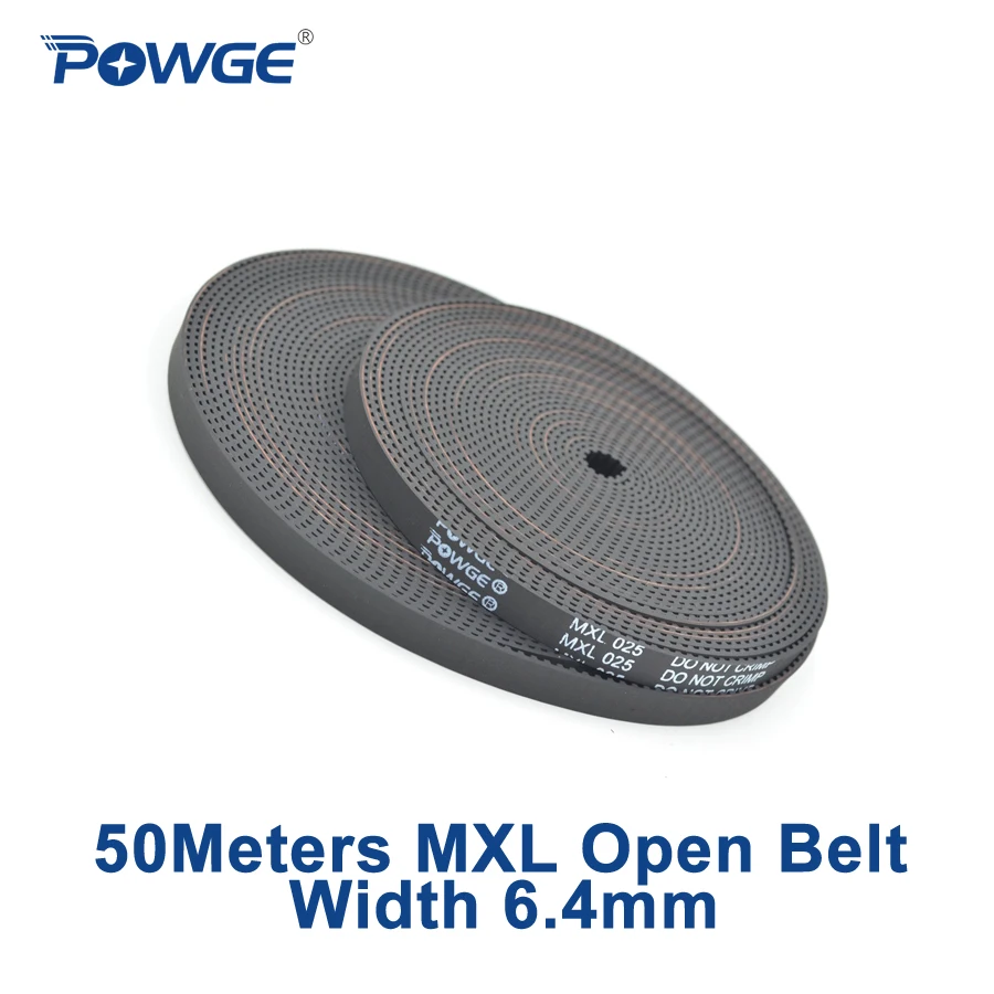 

POWGE MXL Synchronous belt width 6.4mm 6mm 0.25inch Rubber With fiberglass Trapezoid MXL-6mm Open Timing Belt 50Meters